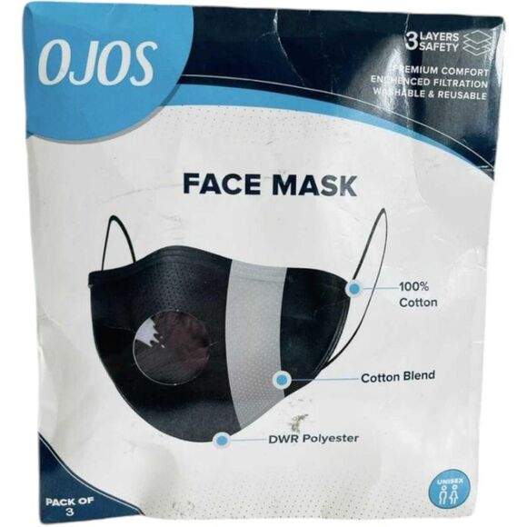 New in Package Youth Kids Ojos Halloween Ghosts Spooky Face Masks 3 Pk Unisex - Picture 2 of 3